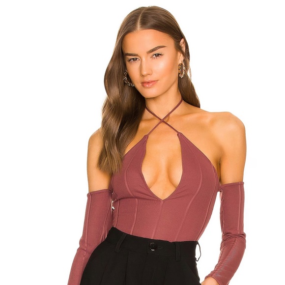 NWT | Michael Costello x REVOLVE Hattie Bodysuit in Deep Mauve - Picture 1 of 4